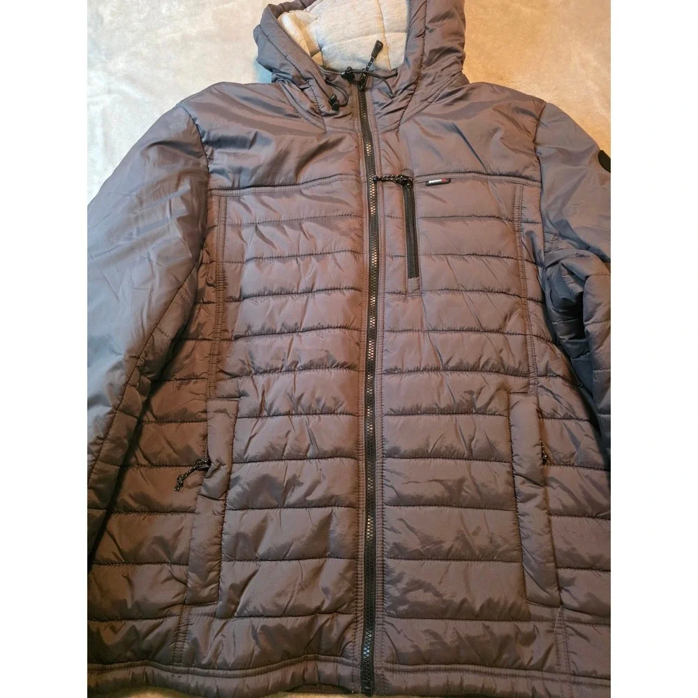 Gerry Special Edition Puffer Jacket Mens XL Gray Hooded Quilted Hiking Gorpcore